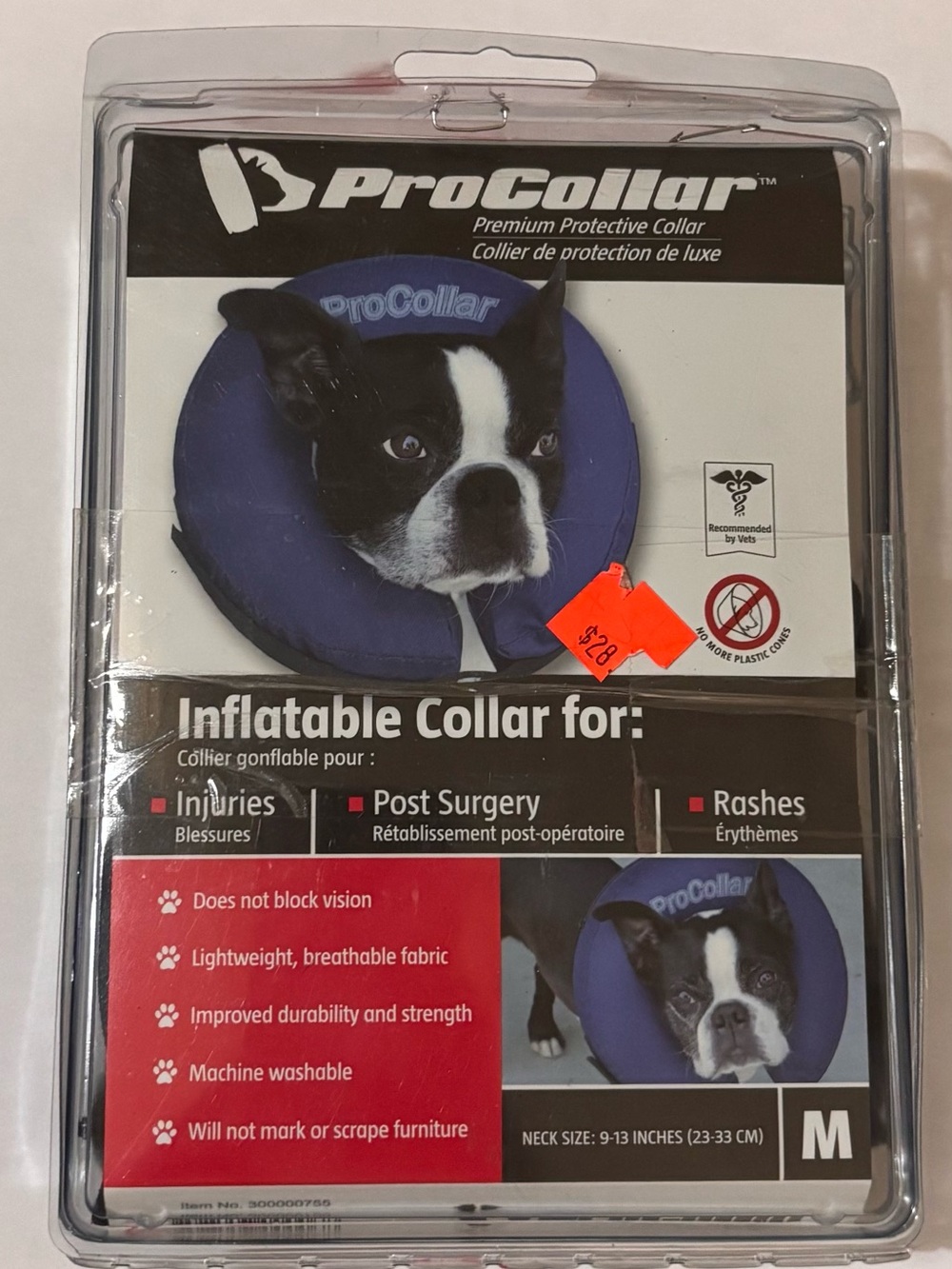 ProCollar Inflatable Collar Cat Dog Protective Collar Blue  Medium  Spay Neuter